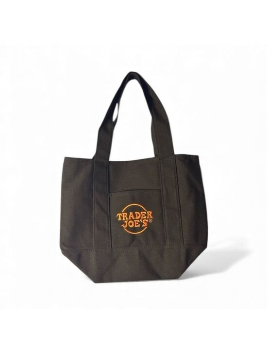 Trader Joe'S Handbags - Trader Joe's Viral Black Canvas Tote Bag, Embroidered in Orange.